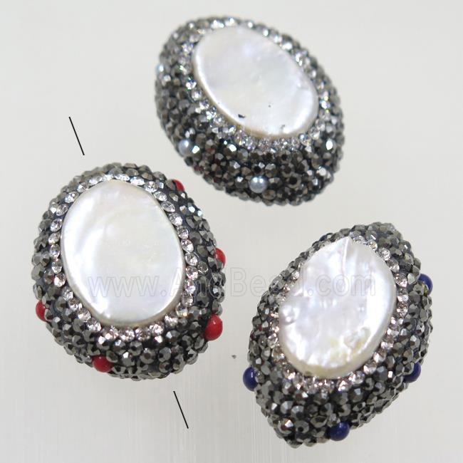 freshwater pearl beads paved rhinestone