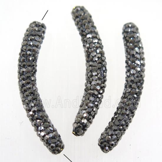 copper curve tube bead paved rhinestone