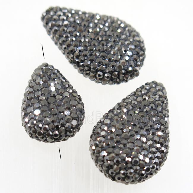 resin teardrop beads paved rhinestone