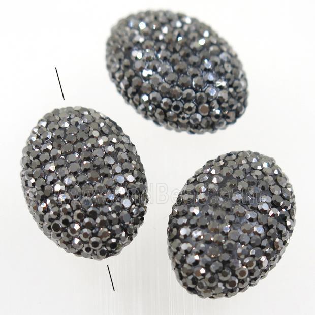 resin oval beads paved rhinestone