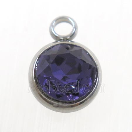crystal glass pendant, amethyst, stainless steel