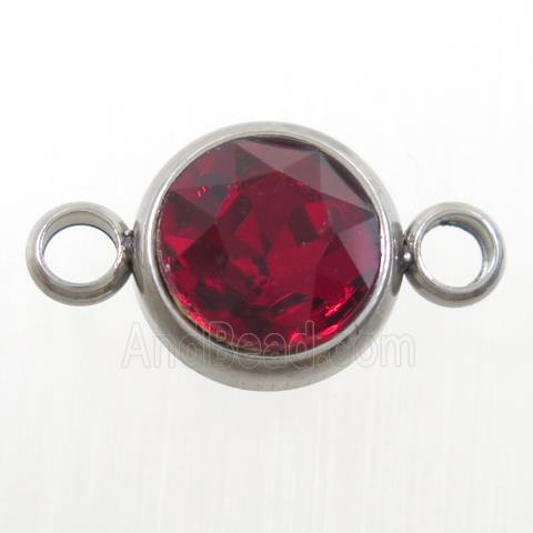 crystal glass connector, ruby, stainless steel