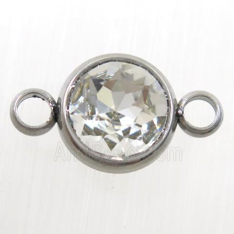 crystal glass connector, clear, stainless steel