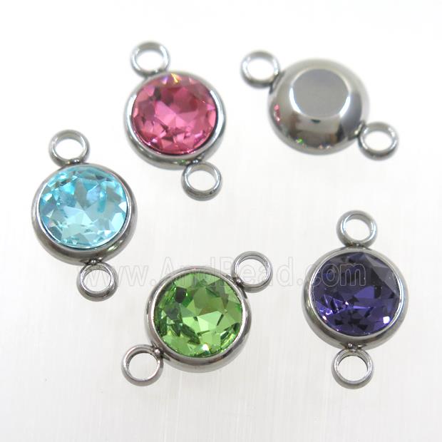crystal glass connector, mix color, stainless steel