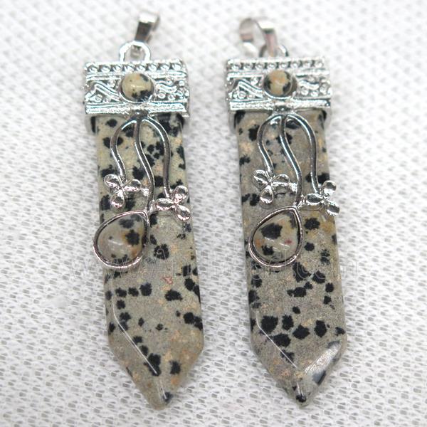 black spotted Dalmatian Jasper arrowhead pendant