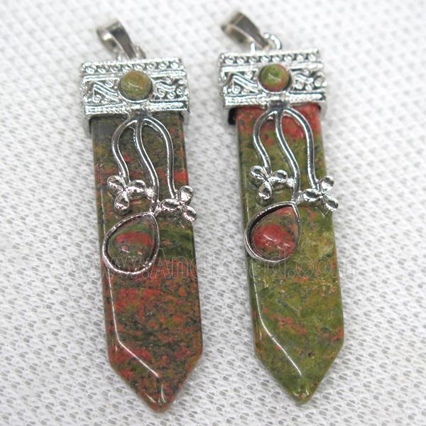 Unakite arrowhead pendant