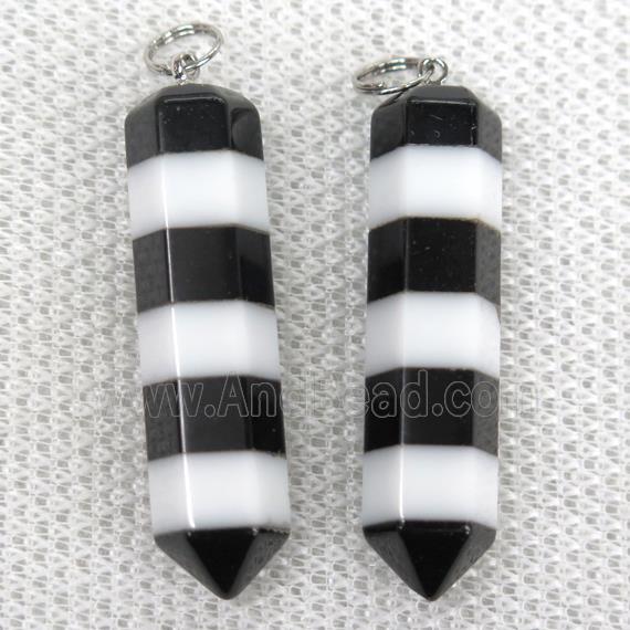 black and white Jasper bullet pendant