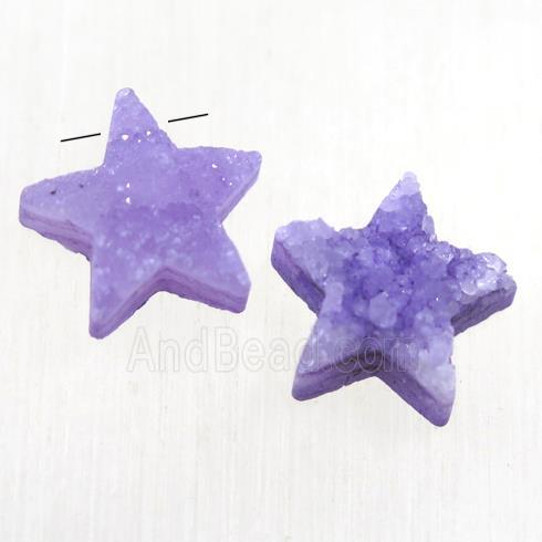 purple Druzy Quartz star pendant