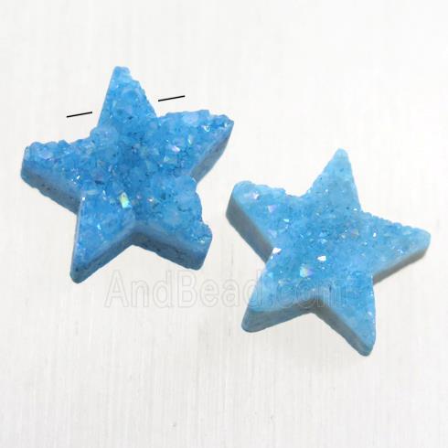 blue Druzy Quartz star pendant