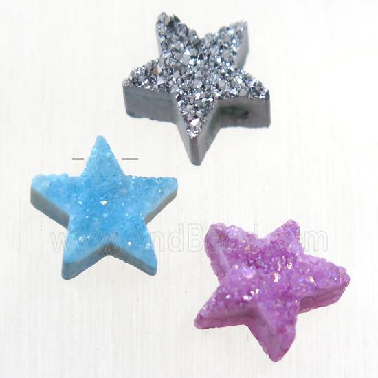 Druzy Quartz star pendant, mix color