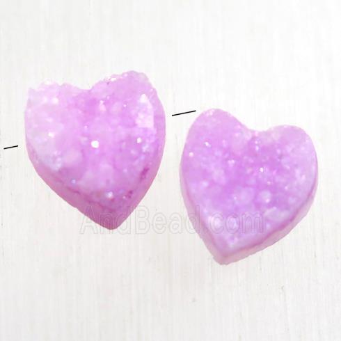 hotpink Druzy Quartz heart beads