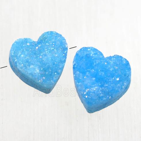 blue Druzy Quartz heart beads