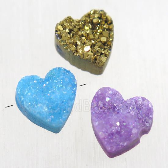 Druzy Quartz heart beads, mix color