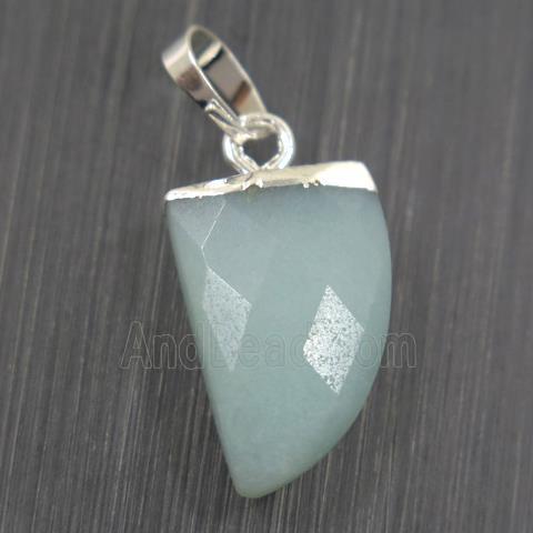 blue Aventurine horn pendant, silver plated