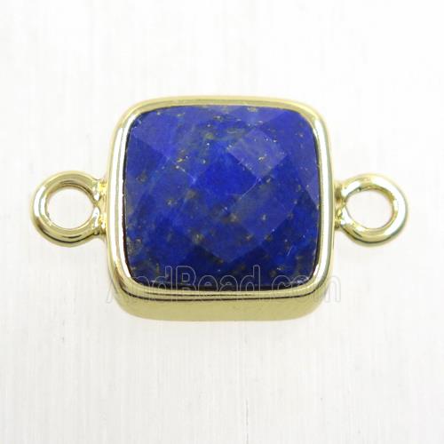 blue Lapis Lazuli square connector, gold plated