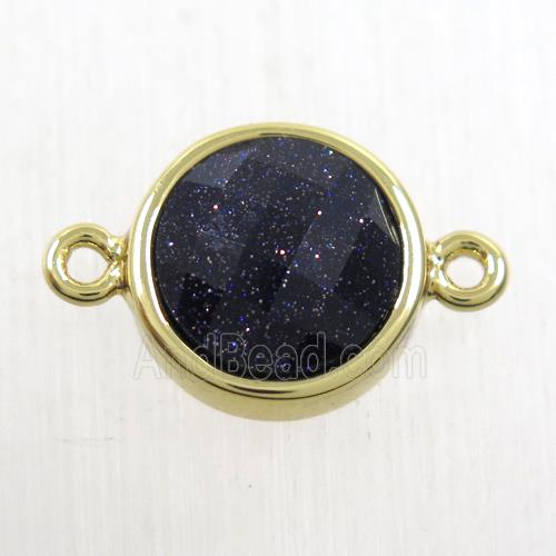 blue SandStone circle connector, gold plated