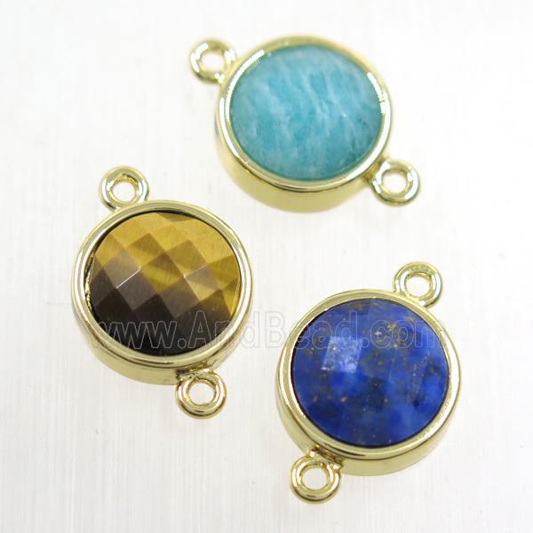 mix gemstone circle connector, gold plated