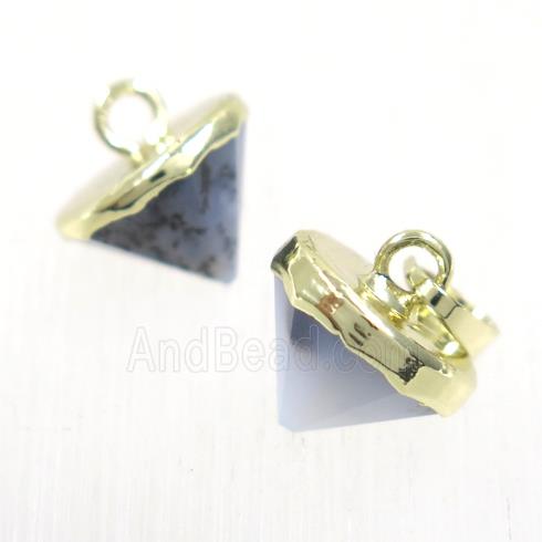Heihua Agate diamond pendant, gold plated