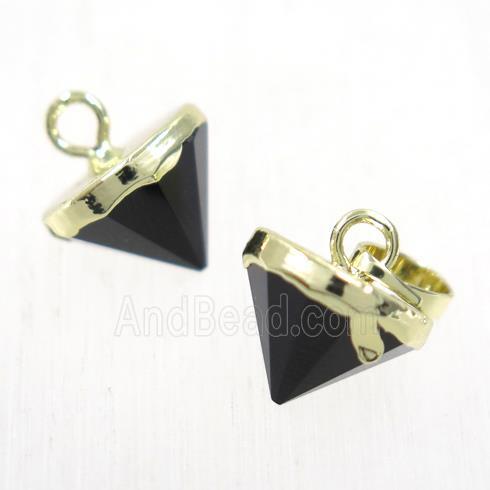 black Onyx Agate diamond pendant, gold plated