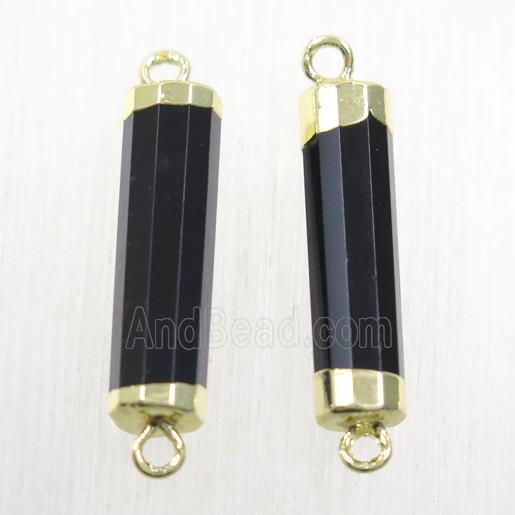 black Onyx Agate stick connector, gold plated
