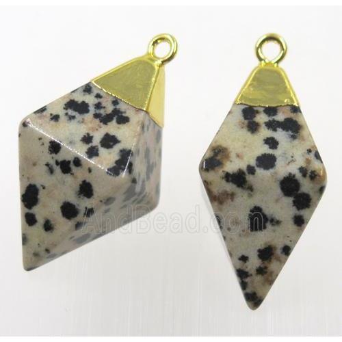 spotted dalmatian jasper pendant, gold plated
