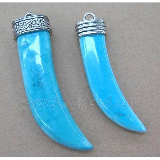 blue Turquoise horn pendant
