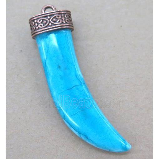 blue Turquoise horn pendant