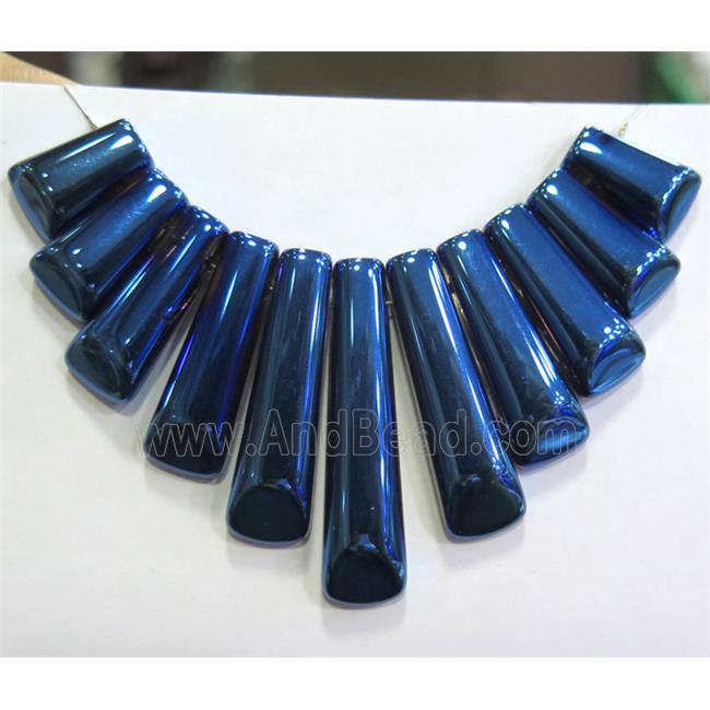 Clear Quartz pendant for necklace, jewelry sets, blue electroplated
