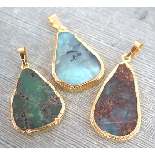 Australian Chrysoprase Pendant, gold plated