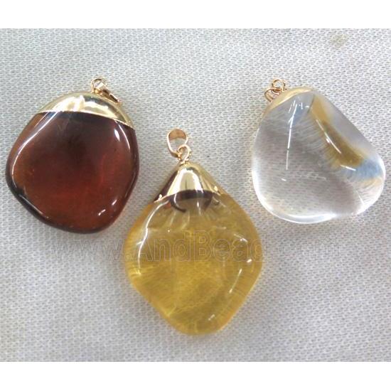 cleear quartz pendant, dyed