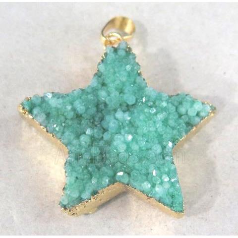 green quartz druzy star pendant