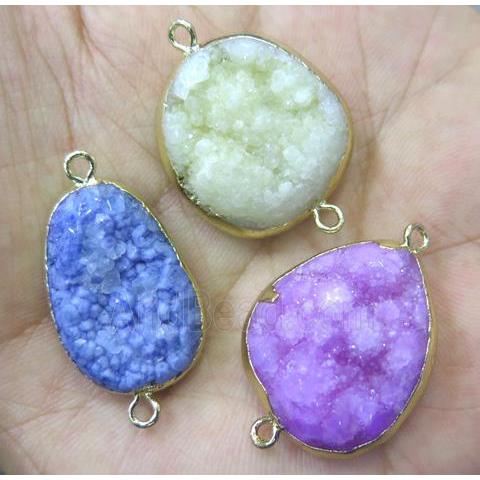 druzy quartz connector, freeform, mixed color