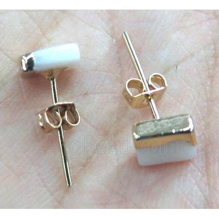 shell earring studs, white
