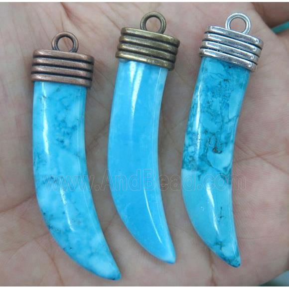 blue turquoise horn pendant