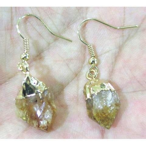 citrine earring, gold plated
