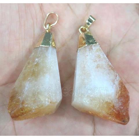 citrine pendant, freeform, gold plated