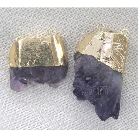 amethyst druzy pendant, gold plated, freeform