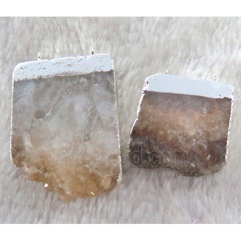 citrine pendant with druzy, freeform