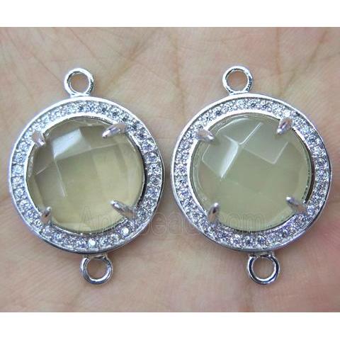 Lemon Quartz connector with rhinestone, round