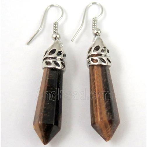 tiger eye stone stick earring