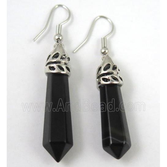 black onyx agate stick earring