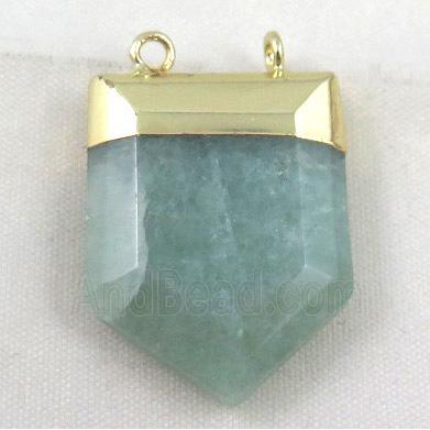 green aventurine pendant, bullet, gold plated