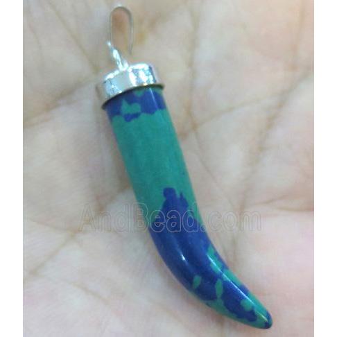 Azurite horn pendant