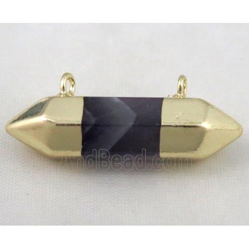 amethyst bullet pendant with 2holes, gold plated