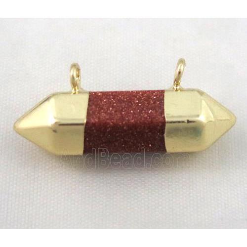 gold sandstone pendant with 2holes, bullet, gold plated