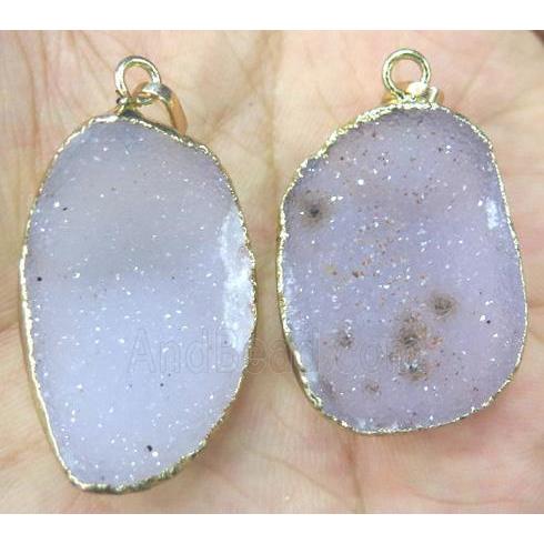 natural agate druzy pendant, freeform