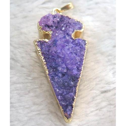 druzy quartz pendant, arrowhead