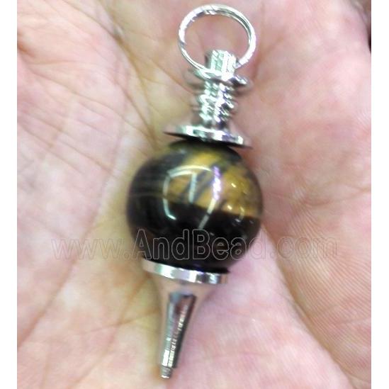 tiger eye stone pendant, platinum plated