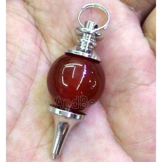 red agate carnelian pendant, platinum plated