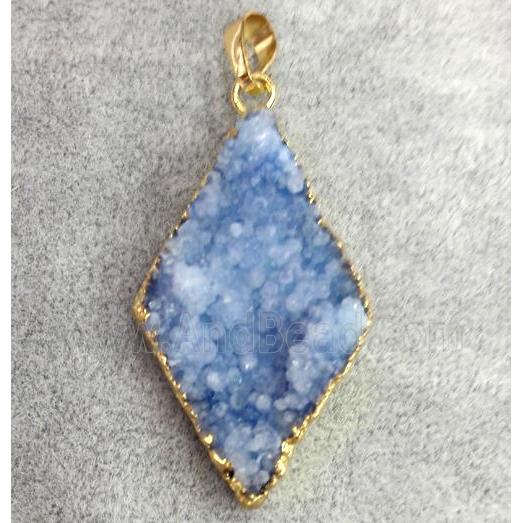 druzy quartz pendant, gold plated
